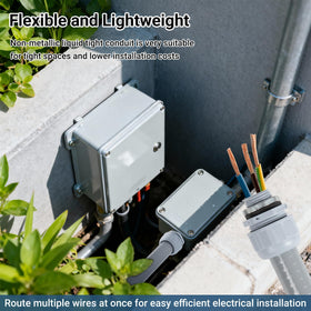 Neoaider outdoor installation using conduit in tight spaces for clean wiring.