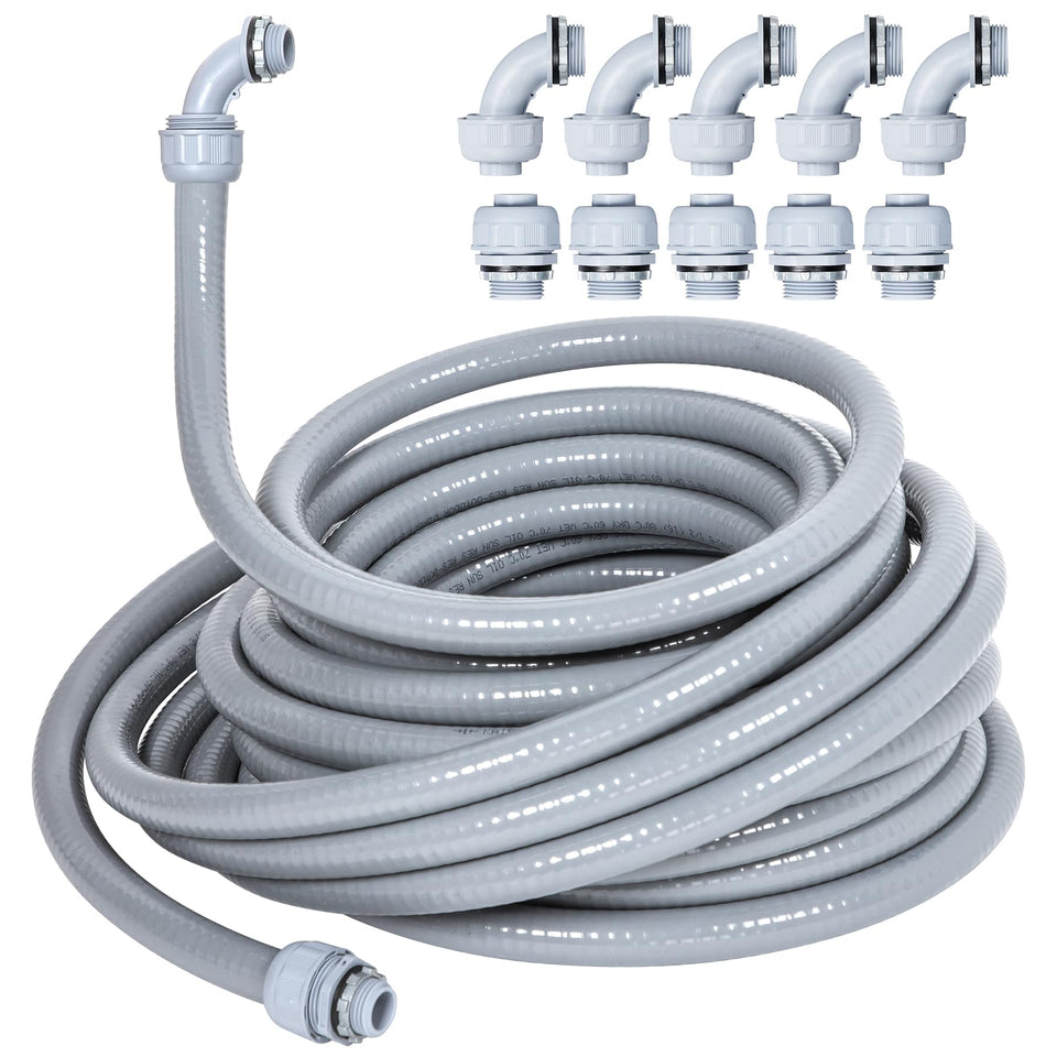 Neoaider liquid-tight conduit 25ft kit, ready for outdoor wiring and easy installation.
