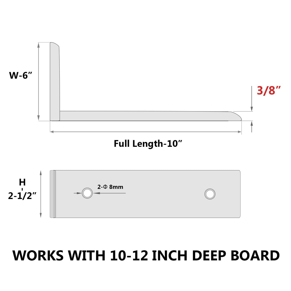 NEODROP wall-mounted bracket anchors countertops securely to studs.