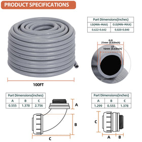Neorexon five straight fittings shown for straightforward electrical conduit routing.