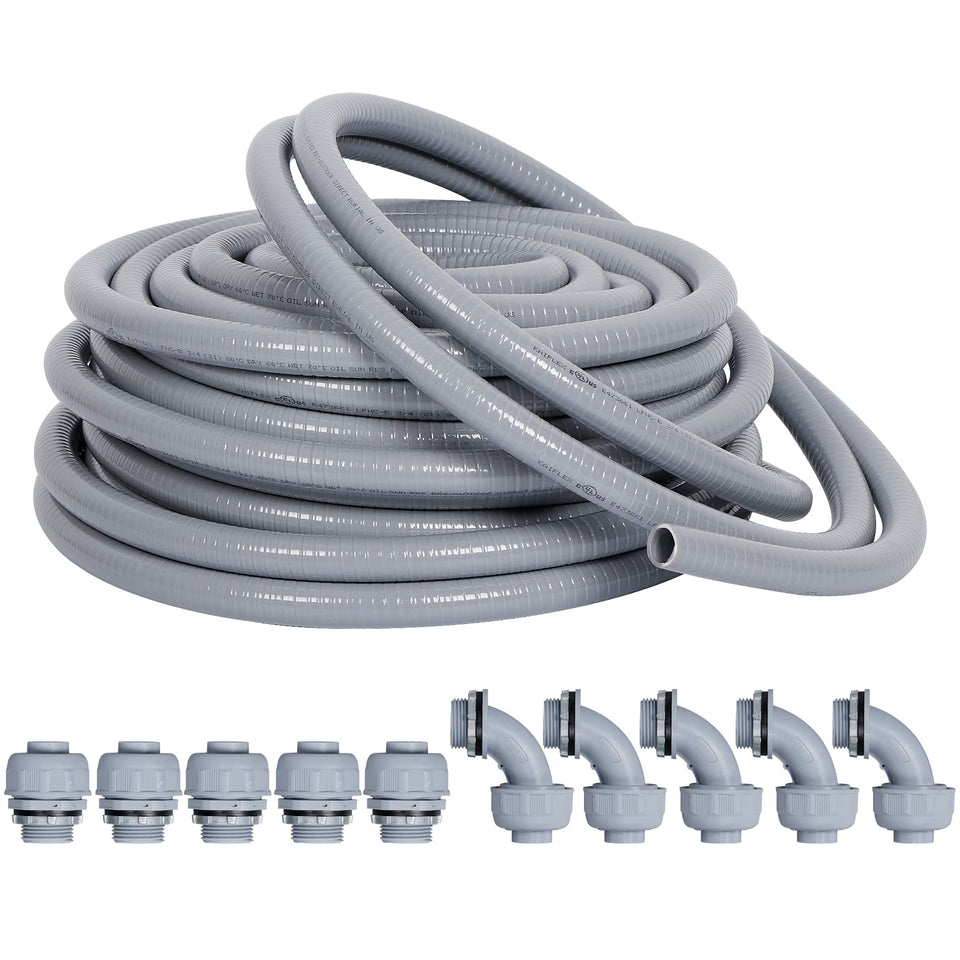 Neorexon liquid-tight conduit half-inch 25ft showing flexible protection for electrical installations