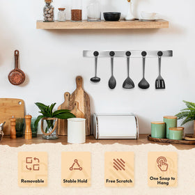 Neosmuk magnetic hook organizing kitchen tools by hanging on a metal surface.