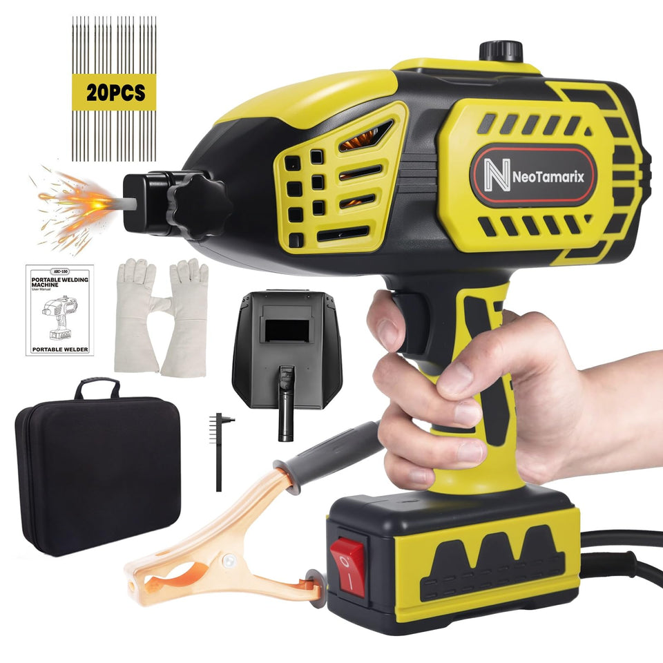 NeoTamarix handheld welder front view demonstrates compact portability for on-site tasks.