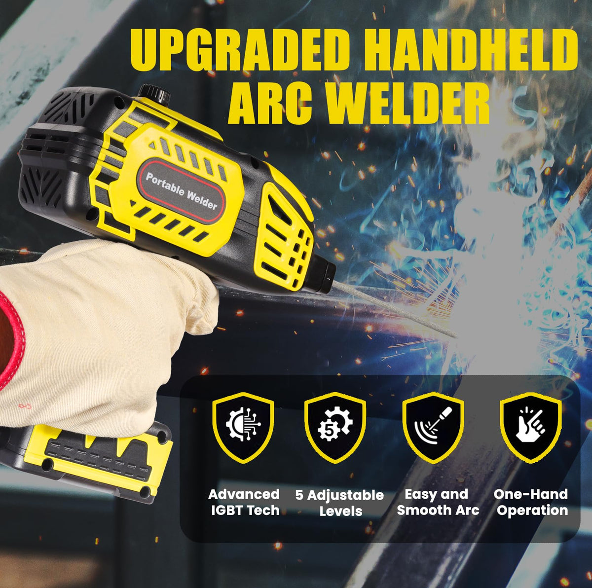 NeoTamarix welder current knob enables precise 20–150A control for various metals.