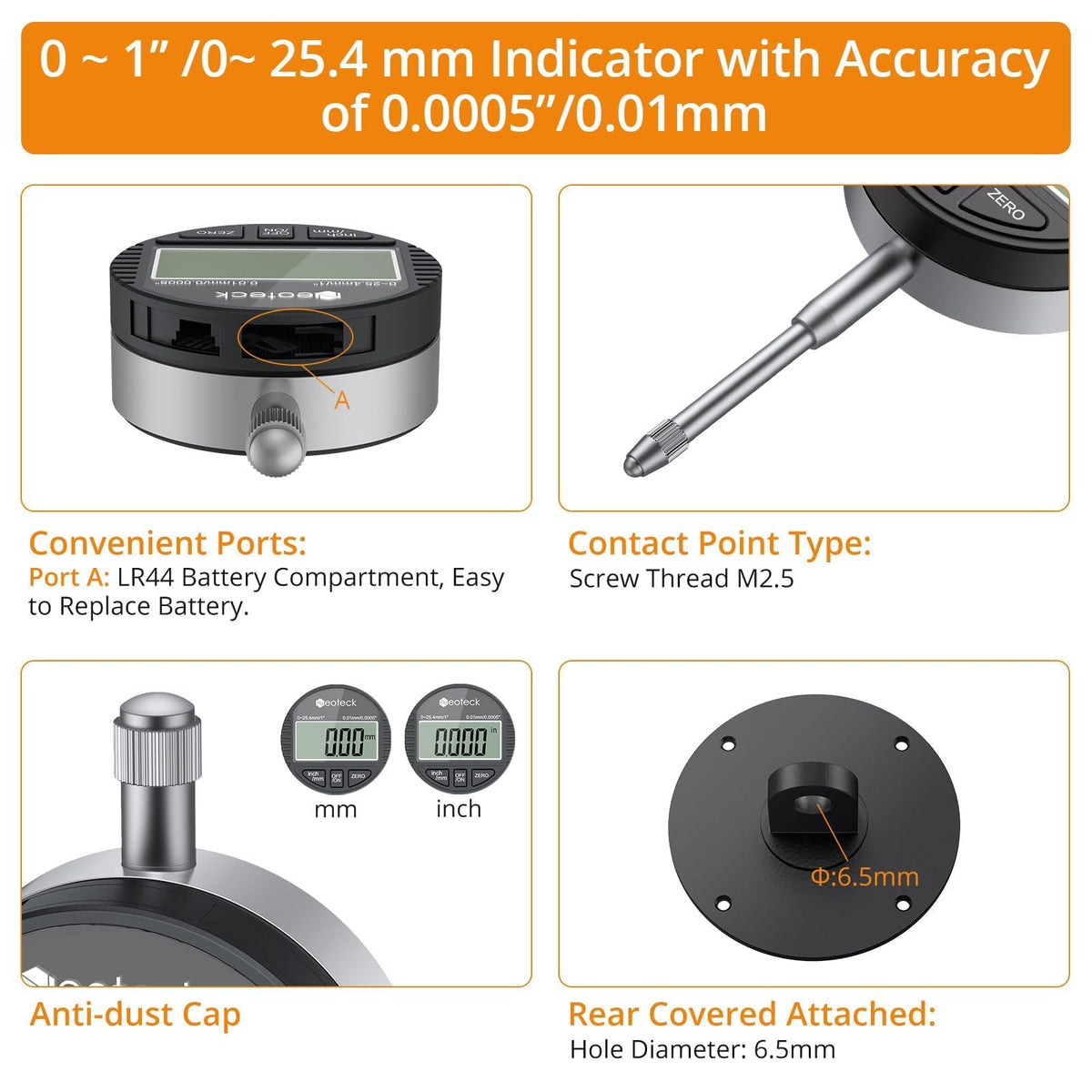 Neoteck measuring range 0-1 inch with mm inch switch.
