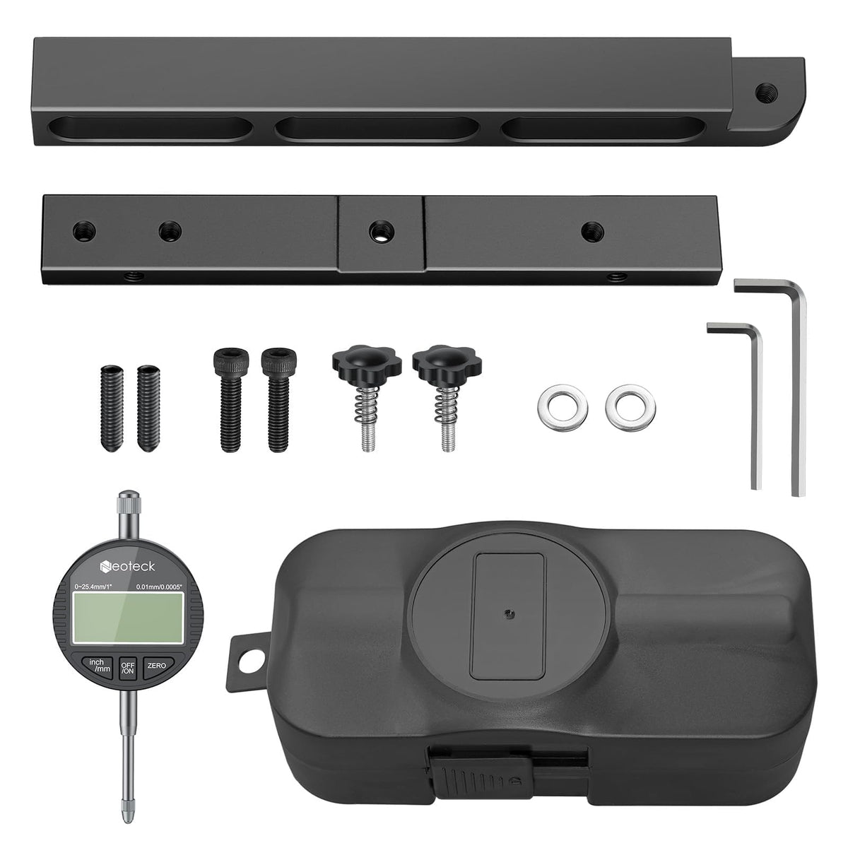 Neoteck durable anodized components and protective storage case.