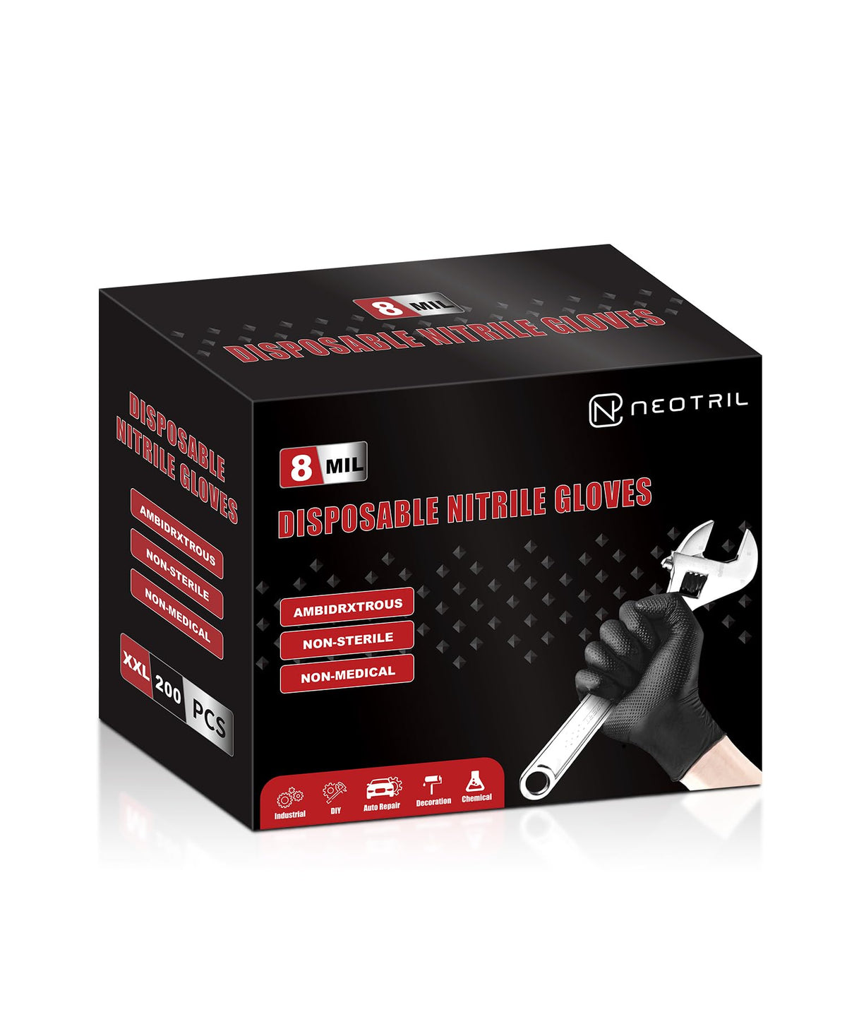 NEOTRIL 8 mil gloves with raised diamond texture for secure grip