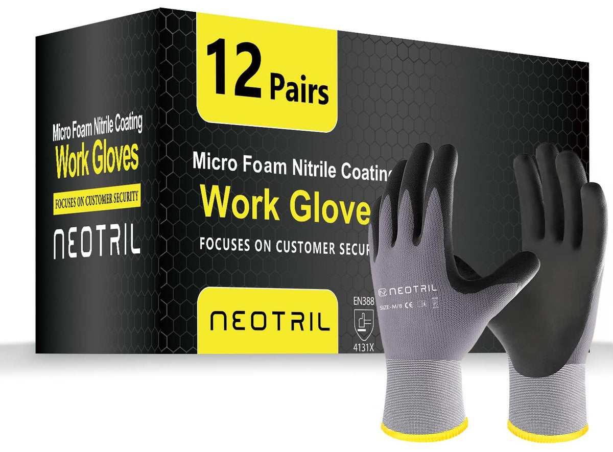 NEOTRIL Safety Gloves microfoam nitrile palm close-up showing grip for oily tasks