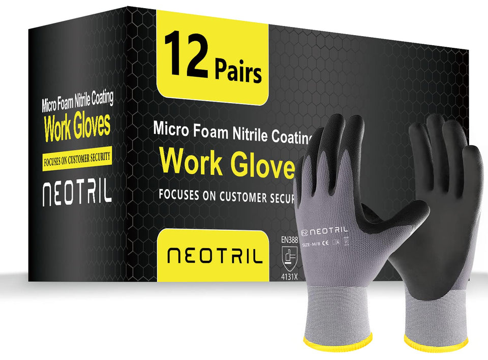 NEOTRIL Safety Gloves microfoam nitrile palm close-up showing grip for oily tasks