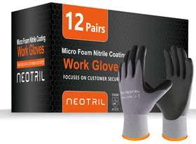 NEOTRIL safety gloves with microfoam nitrile palm grip for wet or oily tasks.