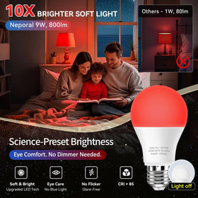 Neporal 625nm red bulb offers even diffusion for relaxed spaces