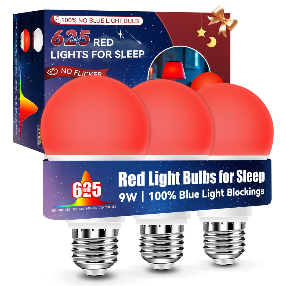 Neporal 625nm red light bulb in nursery creating a calm, sunset-like glow