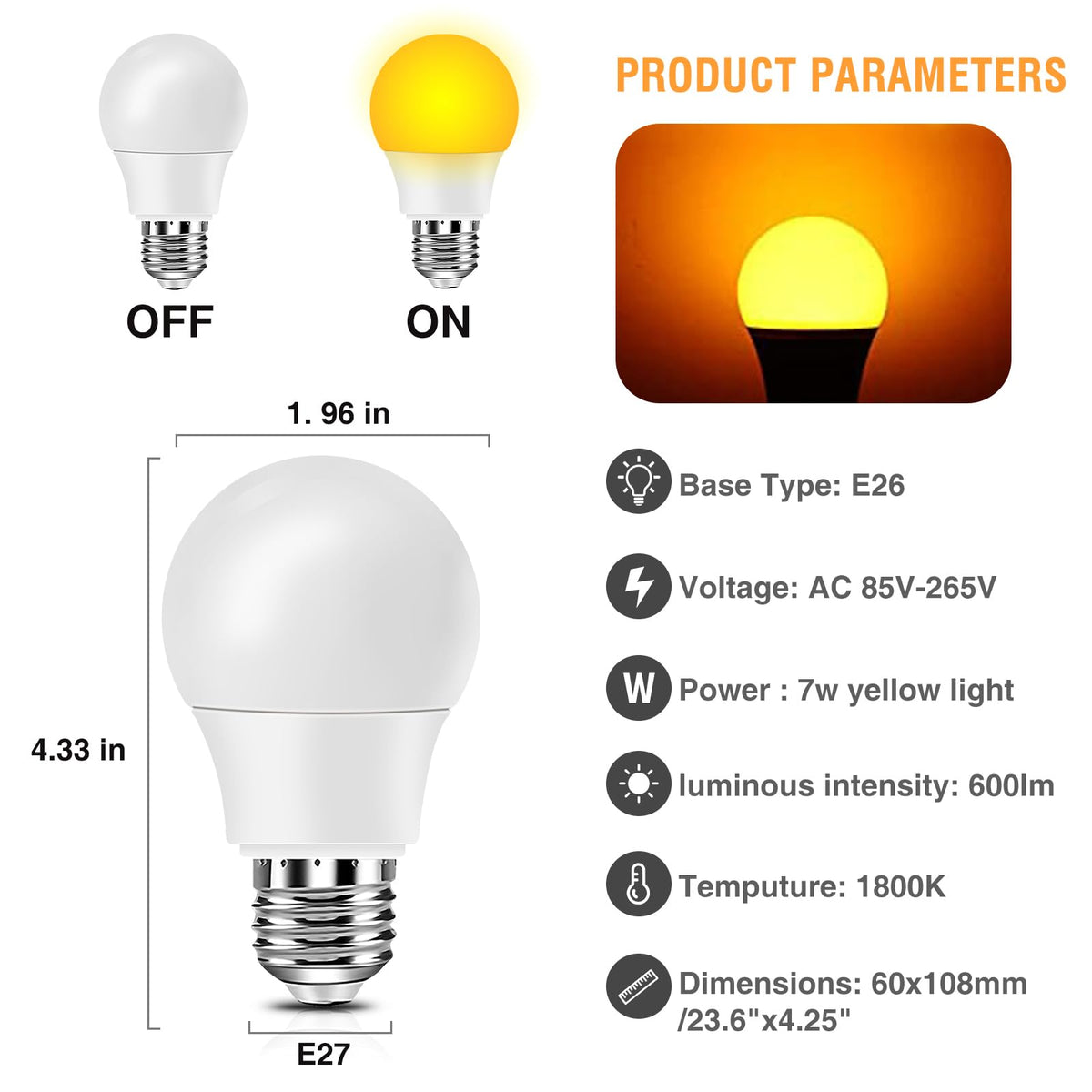 Neporal energy-saving 9W bulb replacing traditional 60W incandescent.