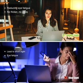Neporal dimmable bulb shown in bedside lamp for smooth light levels.