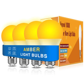 Neporal Amber Sleep Light Bulbs 1800K 4PK warm bedside glow for restful evenings.