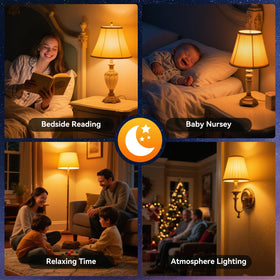 Neporal Amber Sleep Light Bulbs ideal for bedrooms and nurseries.