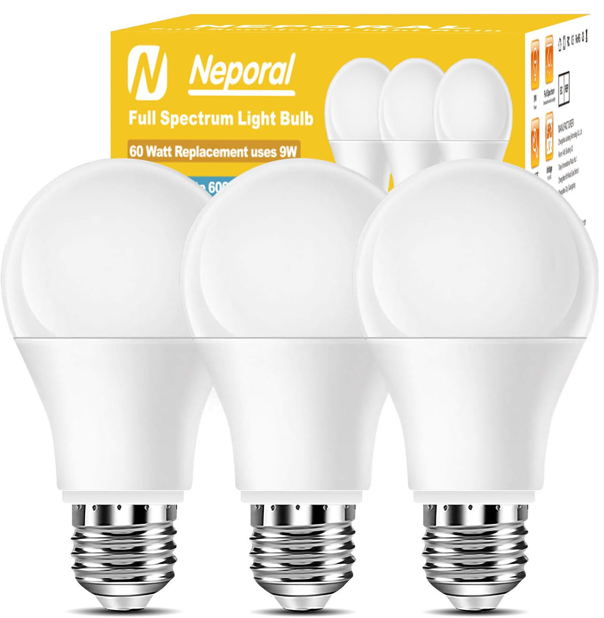 Neporal full-spectrum bulb on a desk setup for crisp daylight task lighting