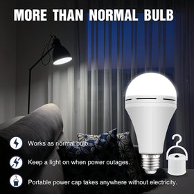 Neporal bulb backup for power outages keeps rooms lit during storms.
