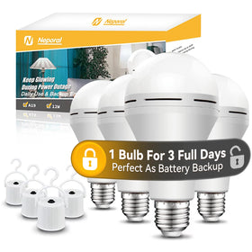 Neporal emergency-rechargeable light-bulb 4-pack for reliable outages.