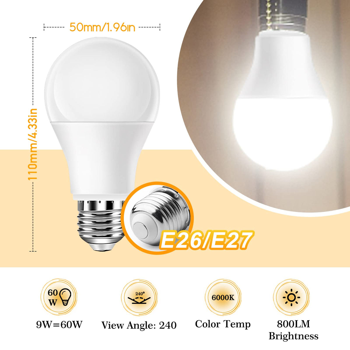 Neporal 9W LED equals 60W with lower heat output