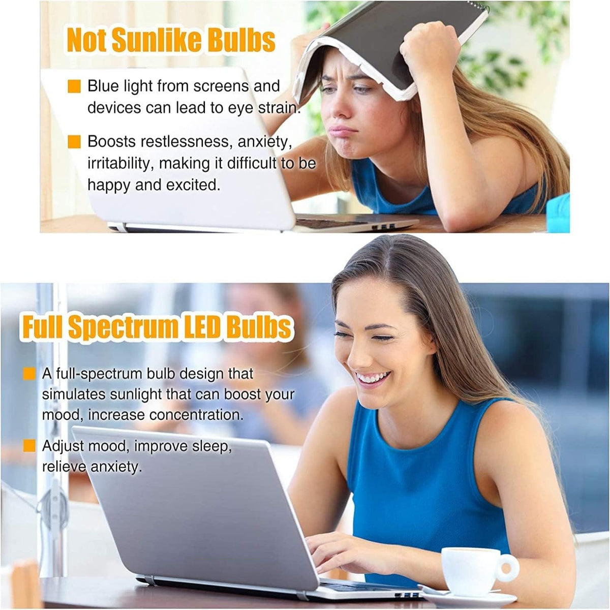 Six-pack Neporal full spectrum bulbs for efficient room lighting replacement