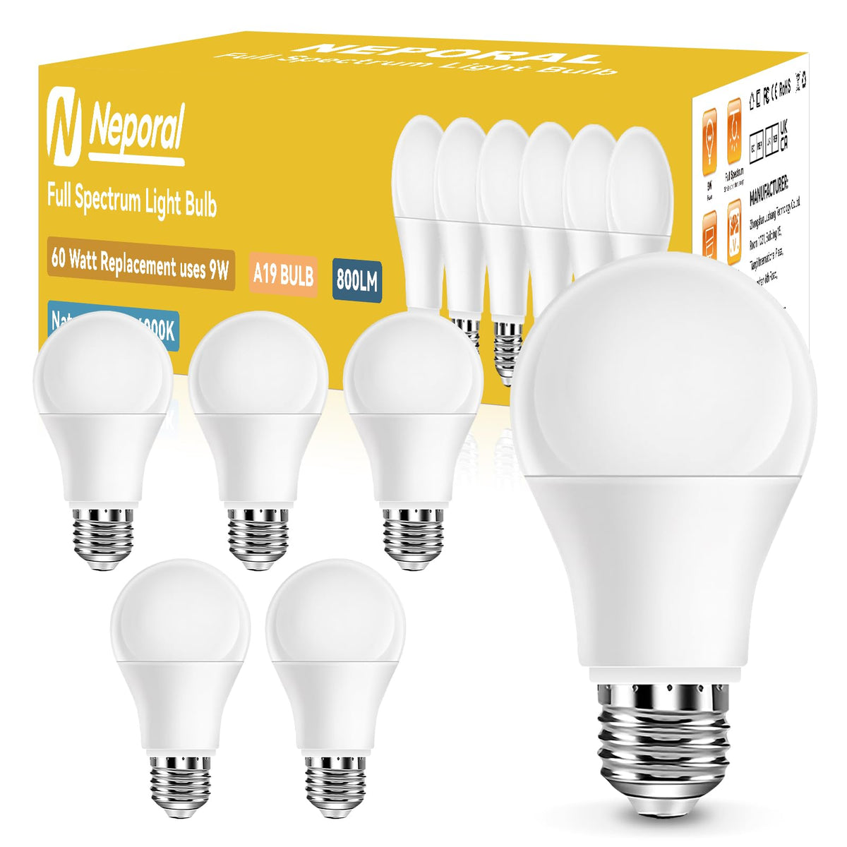 Neporal full spectrum bulb in a lamp delivering natural daylight for productivity