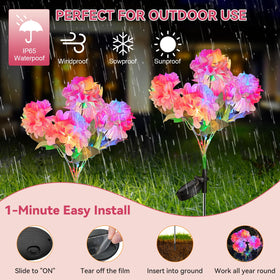 Neporal aluminum stake keeps lights steady in windy nights.