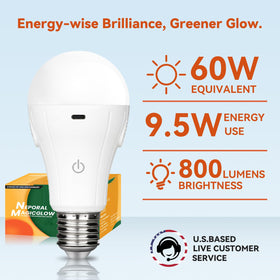 Neporal MagicGlow 800 lumen brightness powers bright room lighting.