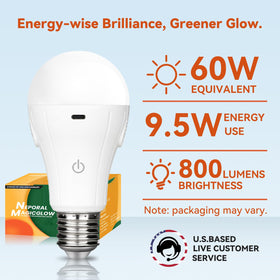 Neporal MagicGlow A19 fit ensures broad compatibility with most lamp fixtures.