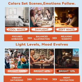 Neporal MagicGlow bulb offering three color options for mood lighting.