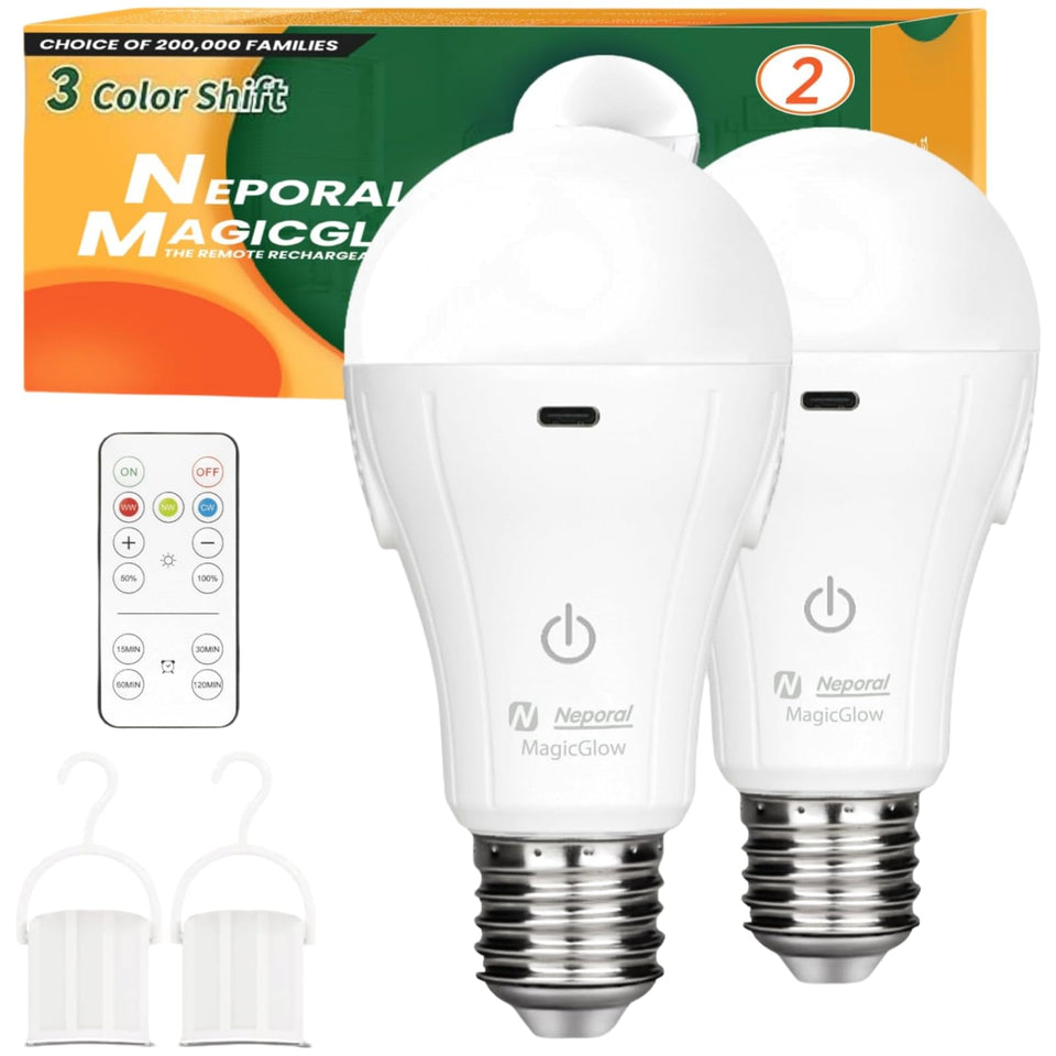 Neporal MagicGlow bulb with remote control for adjustable ambiance.