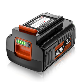 NEPOWILL 40V battery front view highlights compact fit for Black &amp; Decker compatibility.