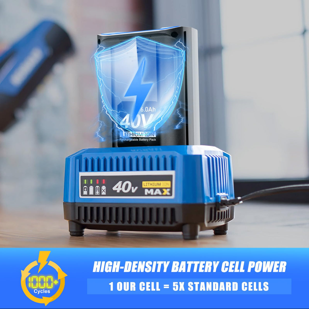 NEPOWILL 40V battery pack installed in tools for reliable power on demanding tasks