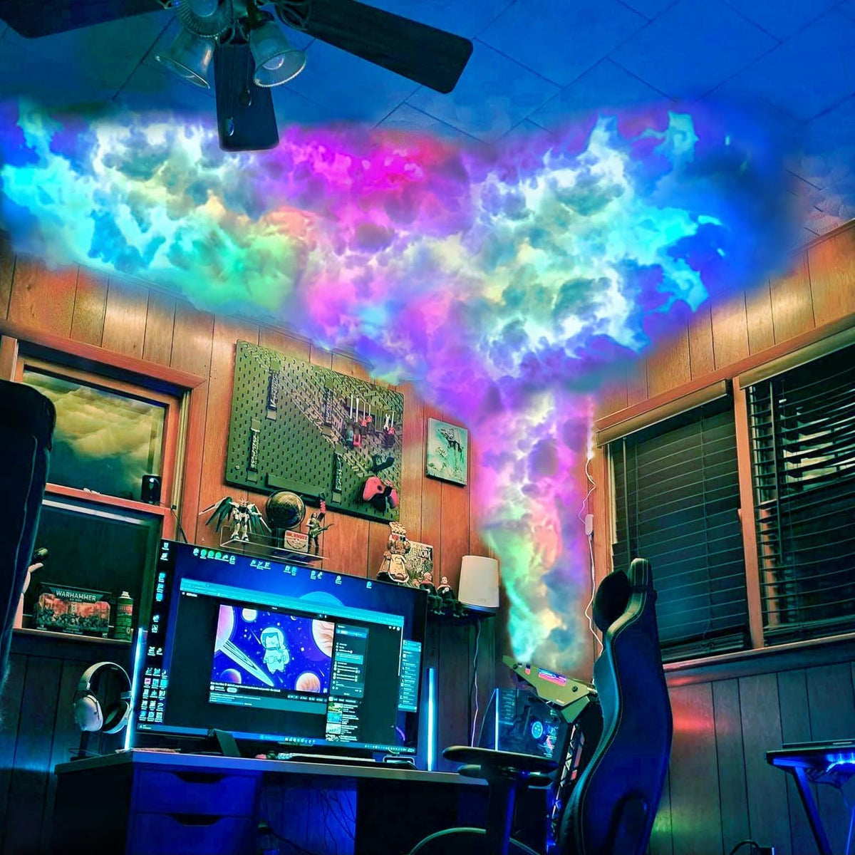 Neptten Cloud LED kit on ceiling with multicolor RGB ambiance