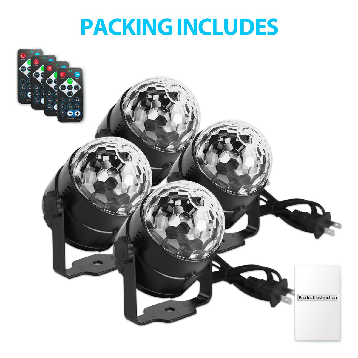NEQUARE disco ball lights in action on stage with colorful beams