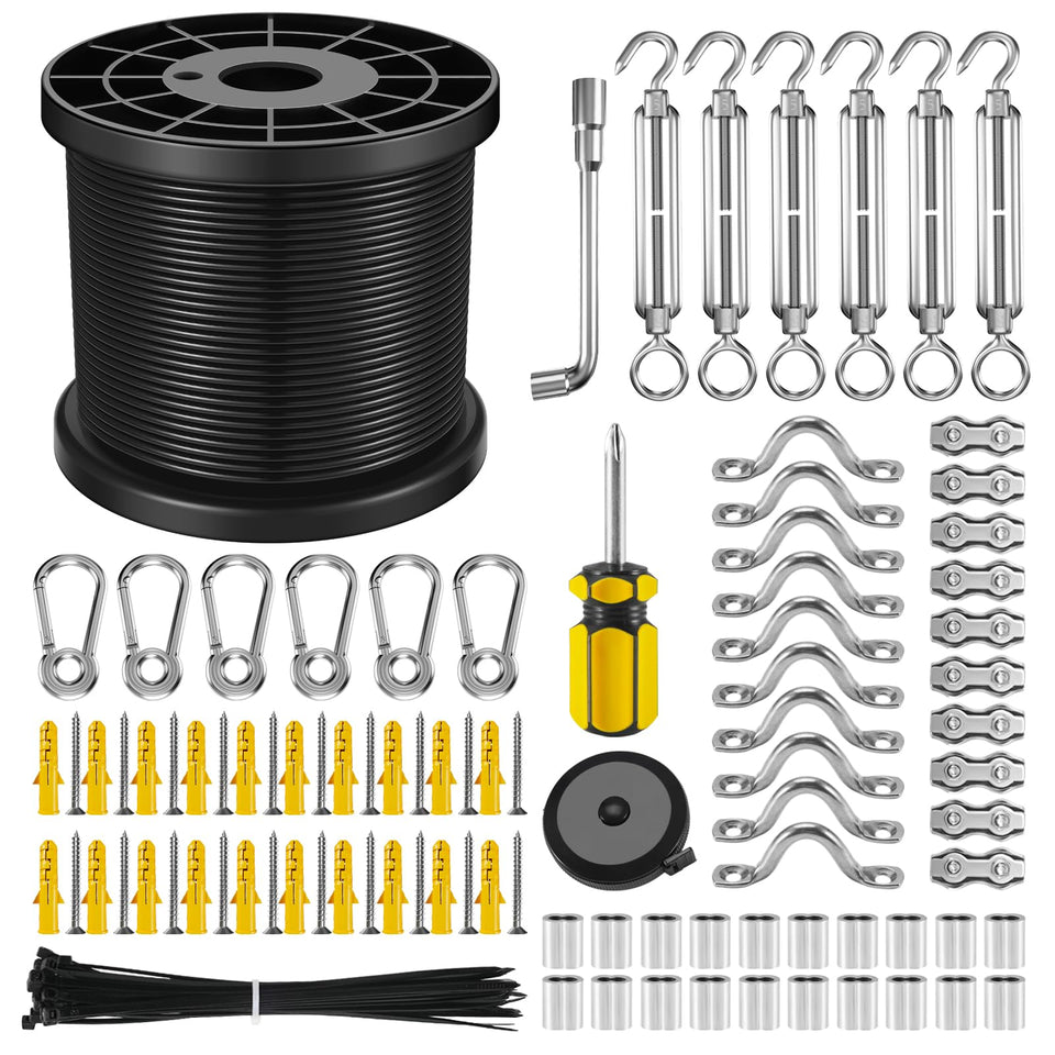 NEREUS string light hanging kit with coiled wire bobbin for tangle-free setup