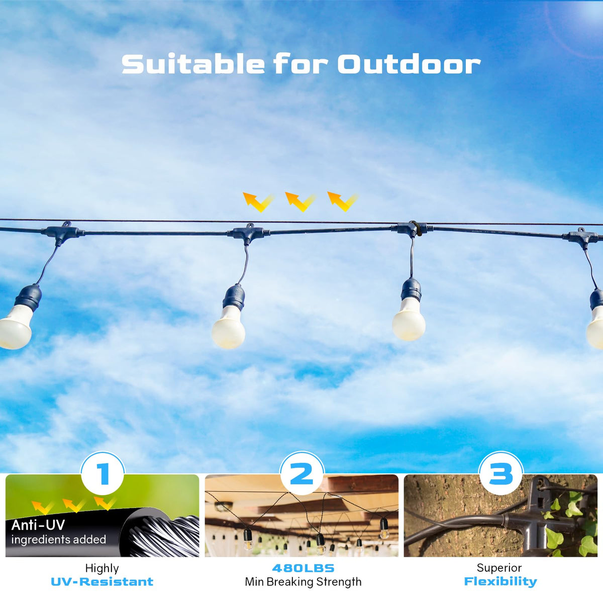 NEREUS string light kit accessory pack with 214 pieces for versatile installations