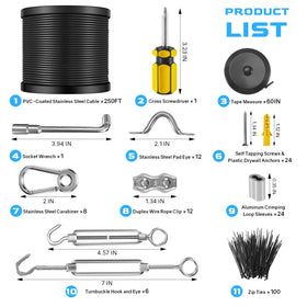 NEREUS string light kit stainless steel cable shown for weatherproof support