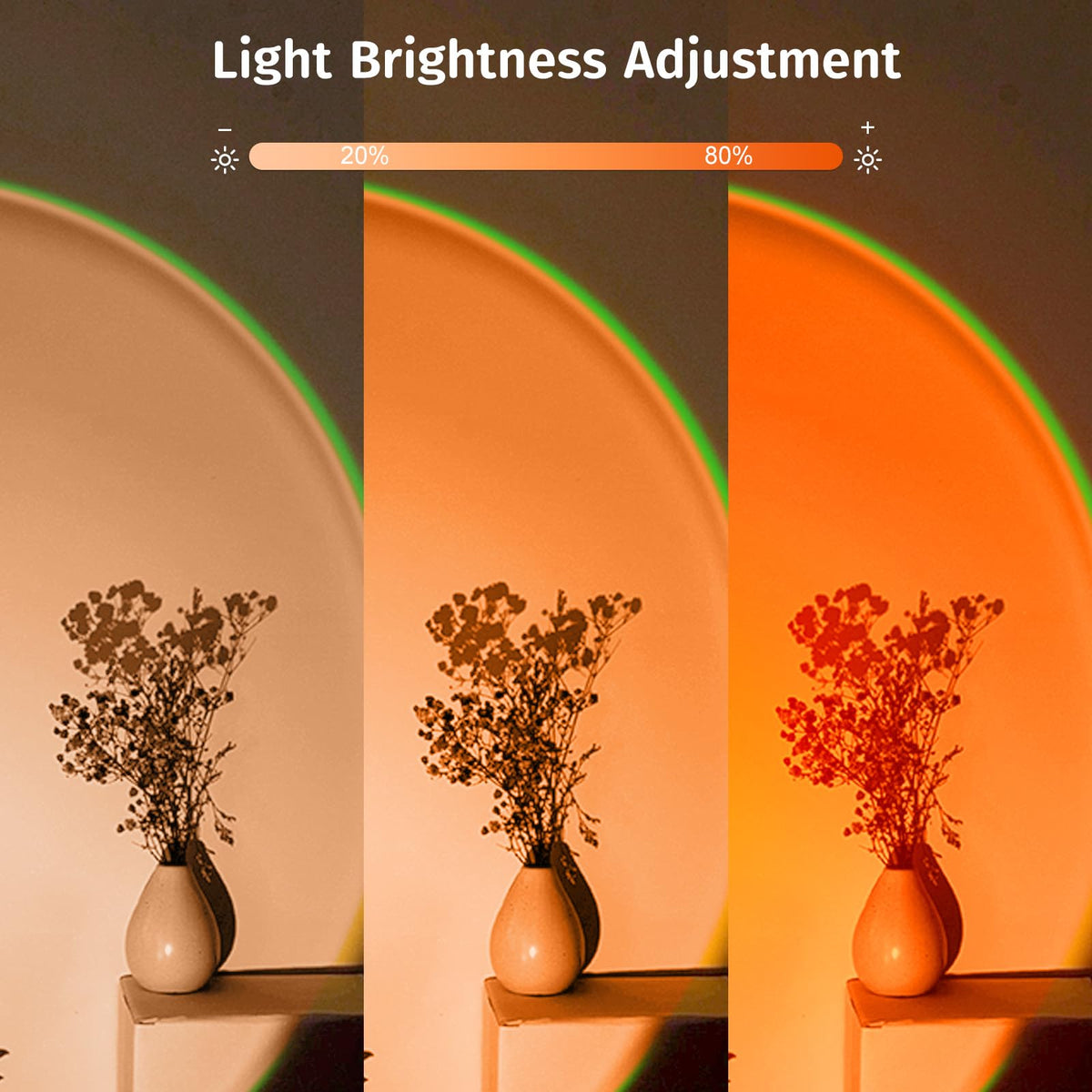 Neroupe sunset lamp app control interface shown for easy customizable colors