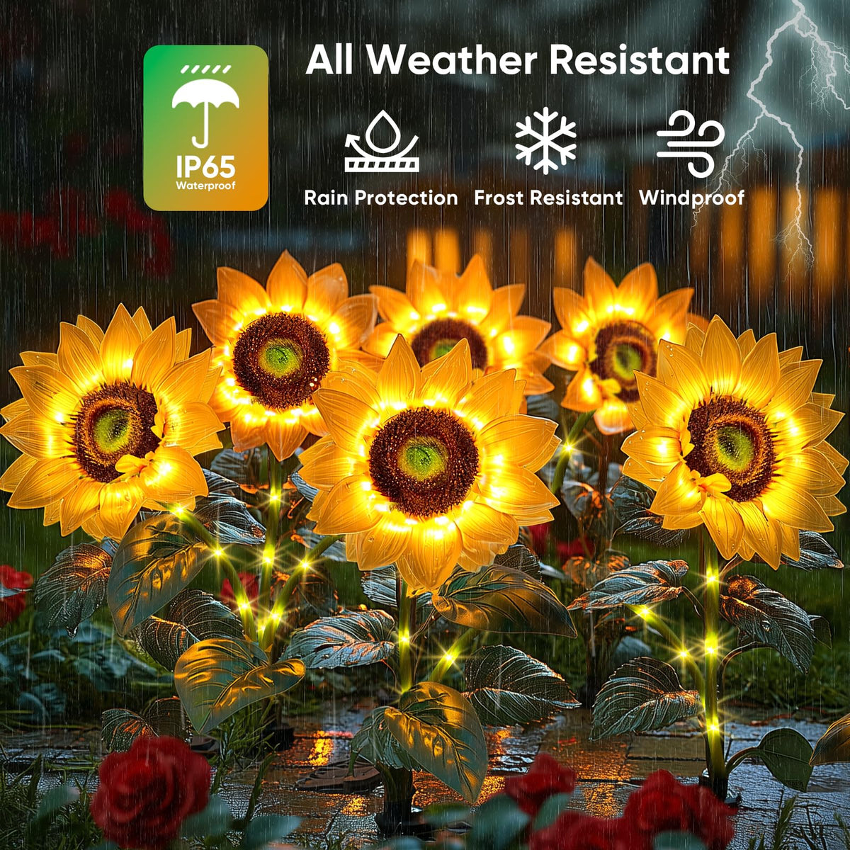 NESSTU Solar Flowers glowing for 12 hours along a garden path