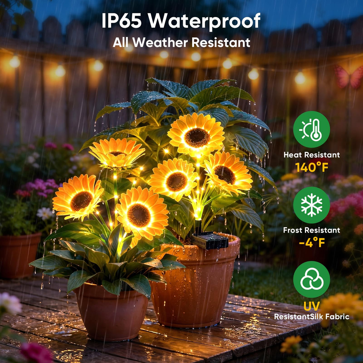 NESSTU solar flowers adjustable stems for natural landscaping