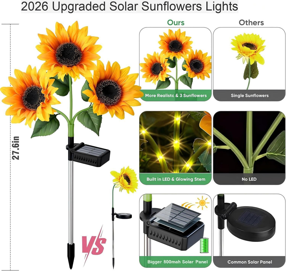 NESSTU Solar Flowers with flexible stems shaped for natural blooms