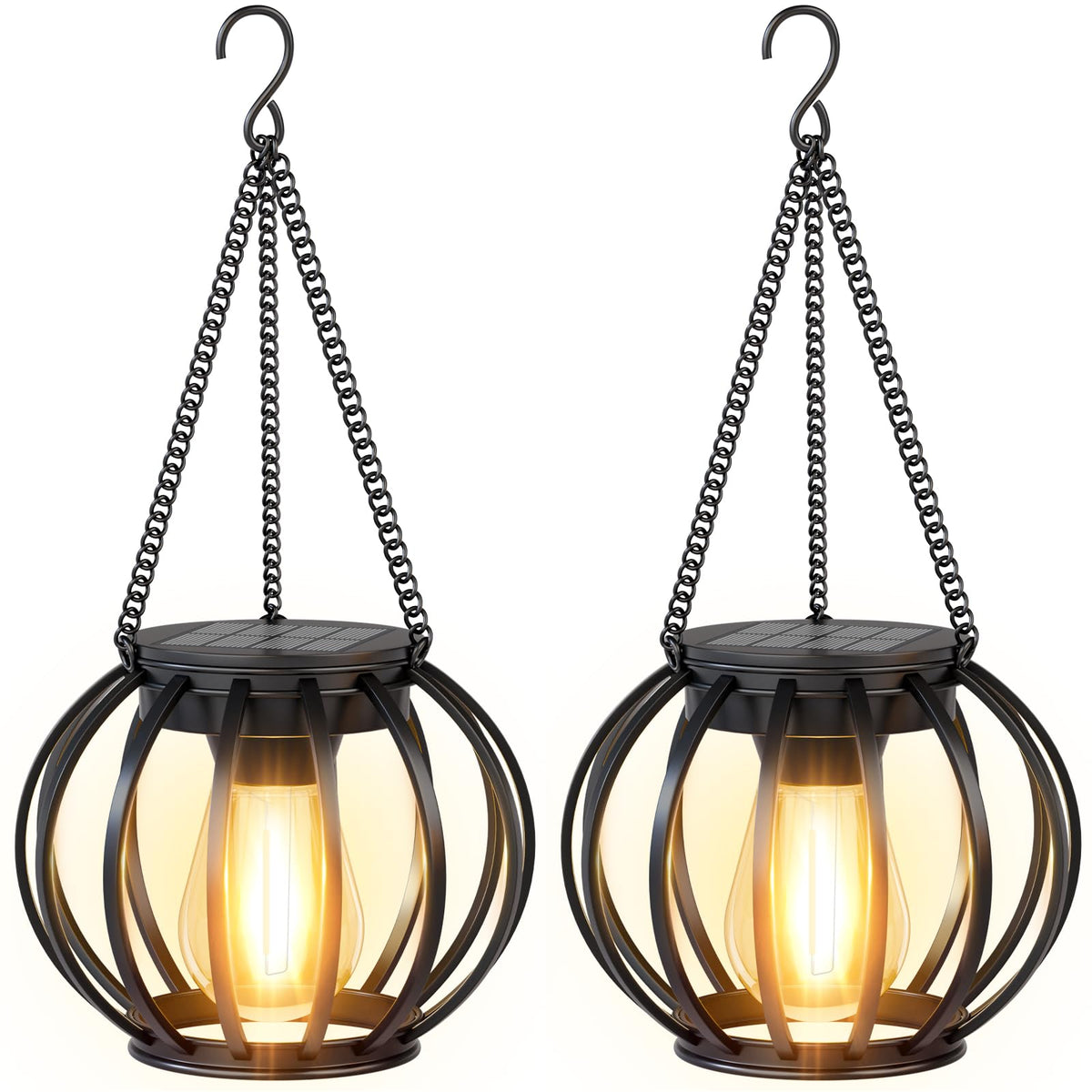NESSTU solar lanterns hanging illuminate cozy outdoor evenings.