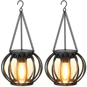 NESSTU solar lanterns hanging illuminate cozy outdoor evenings.