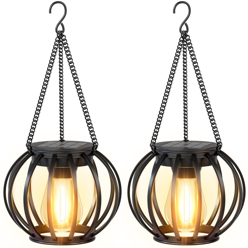 NESSTU solar lanterns hanging illuminate cozy outdoor evenings.