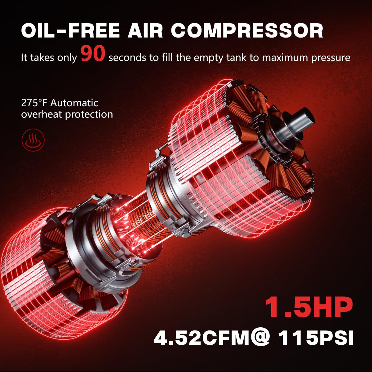 Nessxa 115 PSI adjustable pressure suitable for diverse inflating jobs