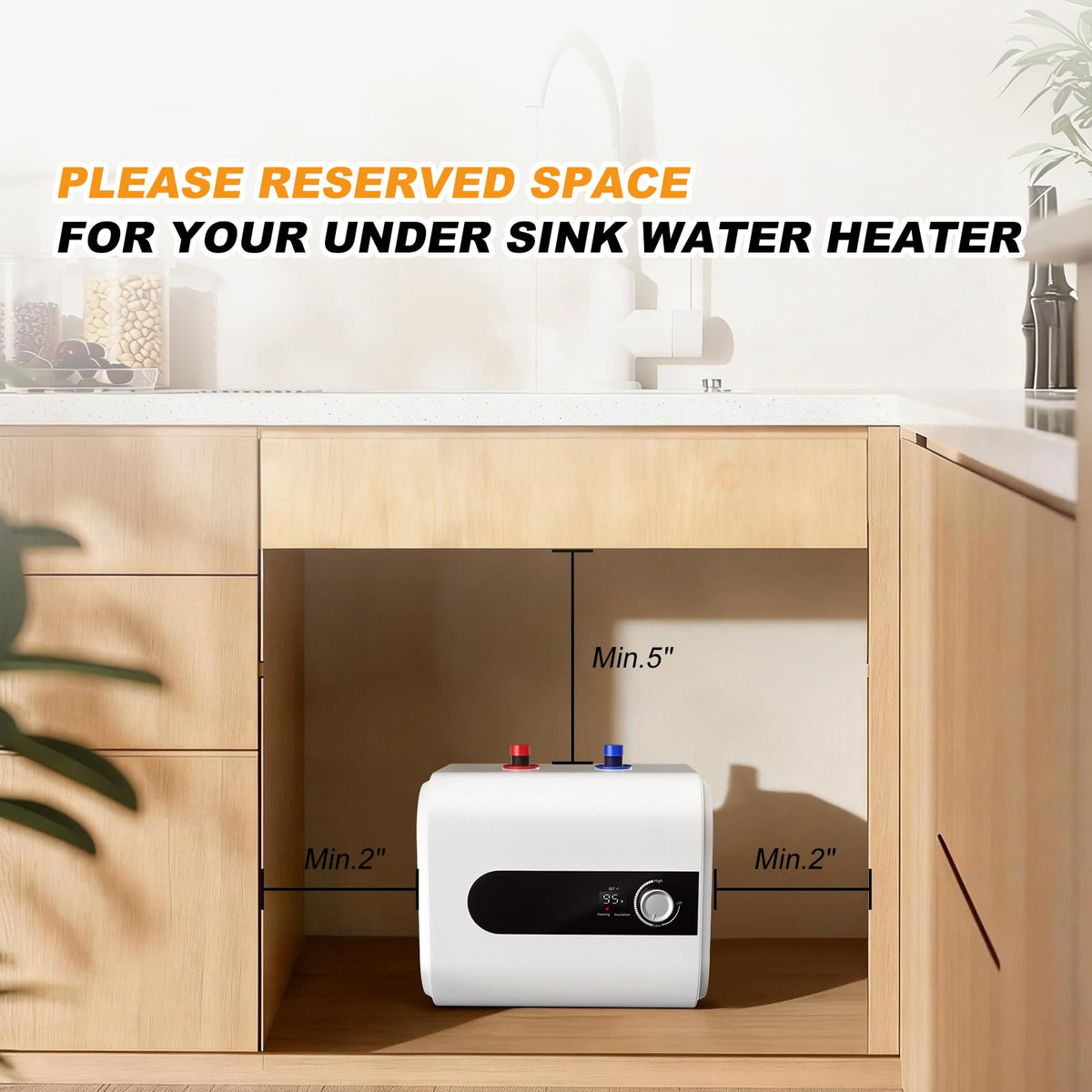 Nessxa mini-tank heater installation options offer wall, bracket, or floor mounting.
