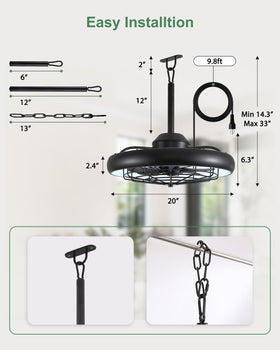 Netin easy installation with hanging chain and two downrods