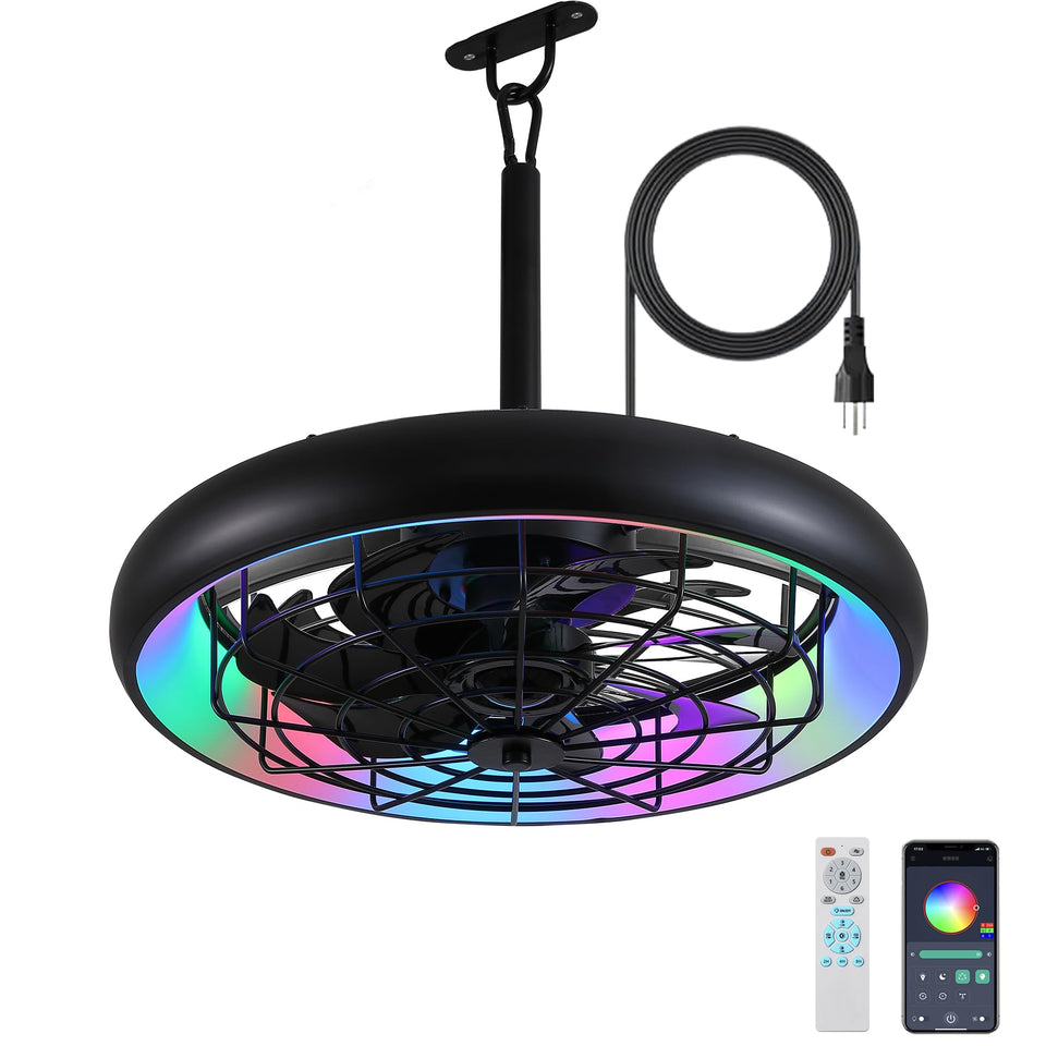 Netin outdoor ceiling fan with RGB light for versatile patio ambiance