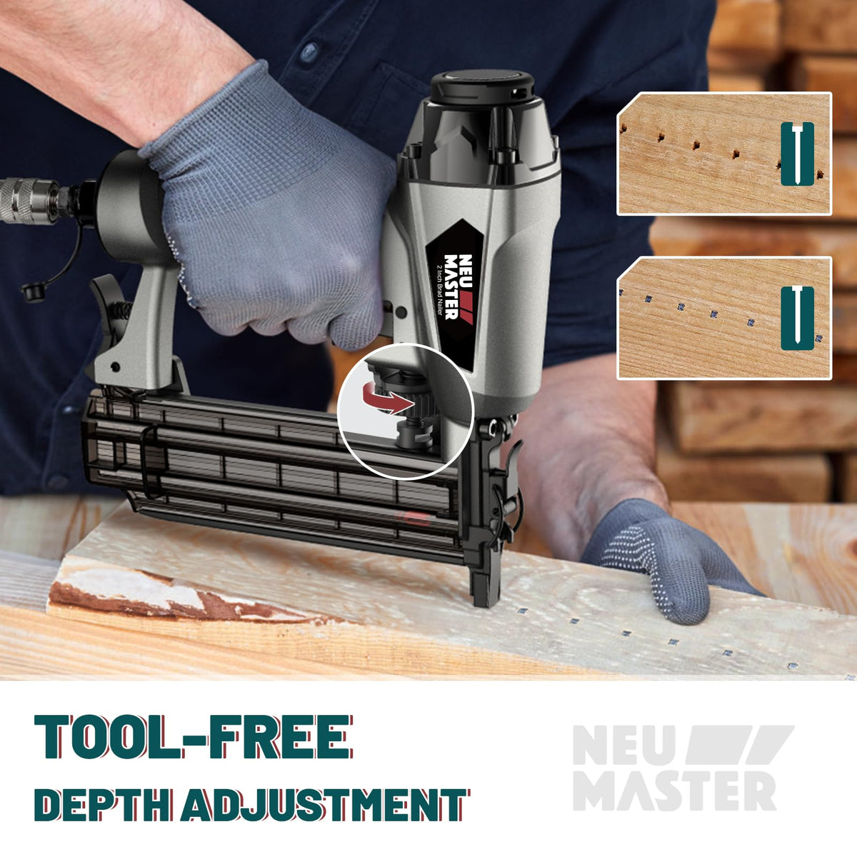 NEU MASTER 18-gauge brad nails from 5/8 to 2 inches ready for assembling